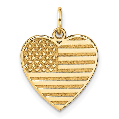 14K Gelbgold Flagge-Herz-Charm