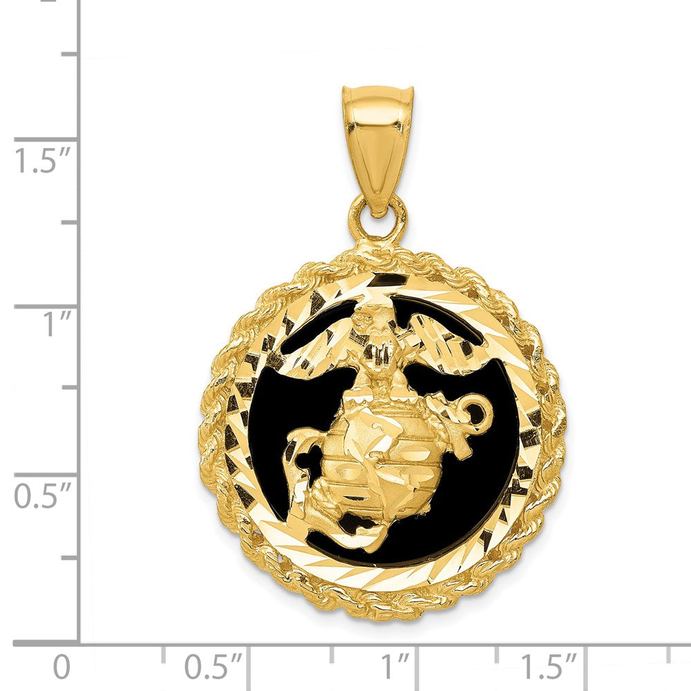 14 Karat Gelbgold Onyx Marine Corps Charm