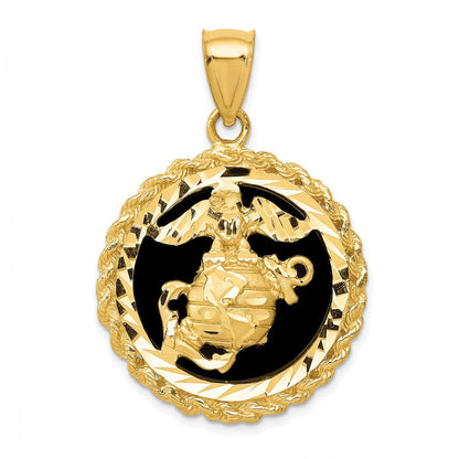 14 Karat Gelbgold Onyx Marine Corps Charm