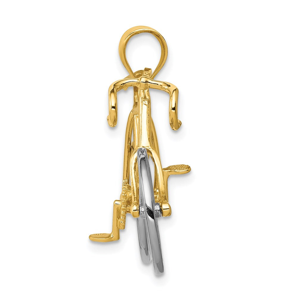 14K Bicolor-Gold Großer 3-D-Fahrrad-Anhänger aus Bicolor-Gold