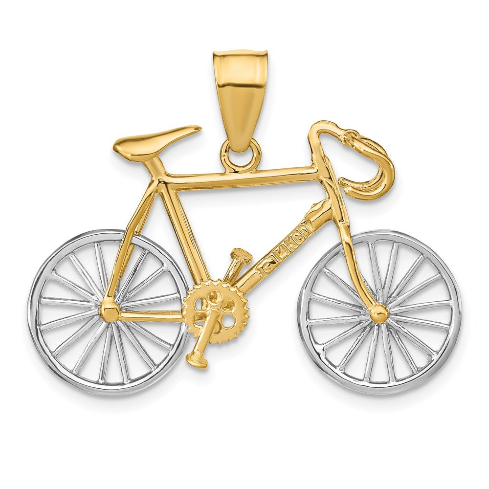 14K Bicolor-Gold Großer 3-D-Fahrrad-Anhänger aus Bicolor-Gold