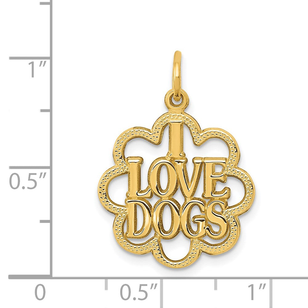 14K Gelbgold Charm „I LOVE DOGS“