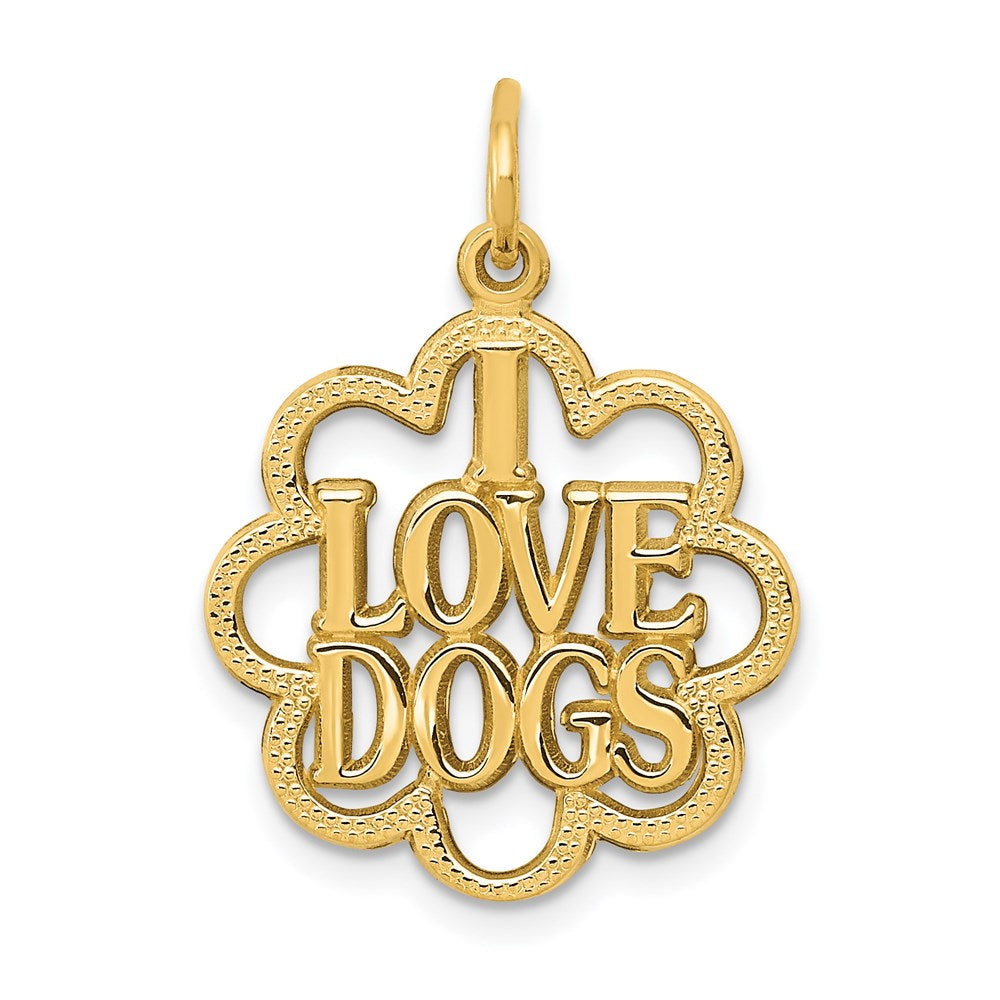 14K Gelbgold Charm „I LOVE DOGS“