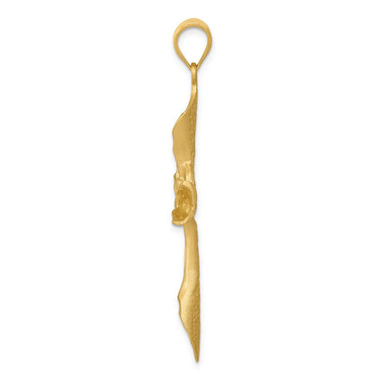 14K Gelbgold Passionskreuz-Anhänger, satiniert