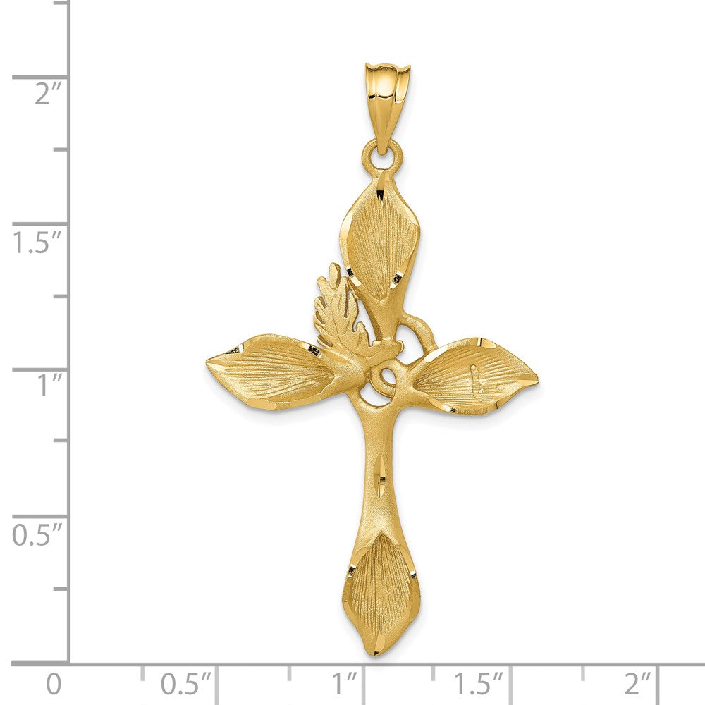14K Gelbgold Passionskreuz-Anhänger, satiniert