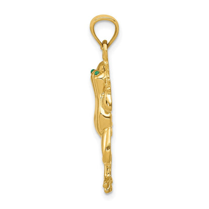 14K Gelbgold Frosch-Charm mit emaillierten Augen