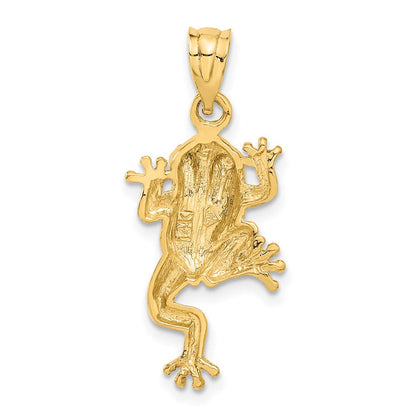 14K Gelbgold Frosch-Charm mit emaillierten Augen