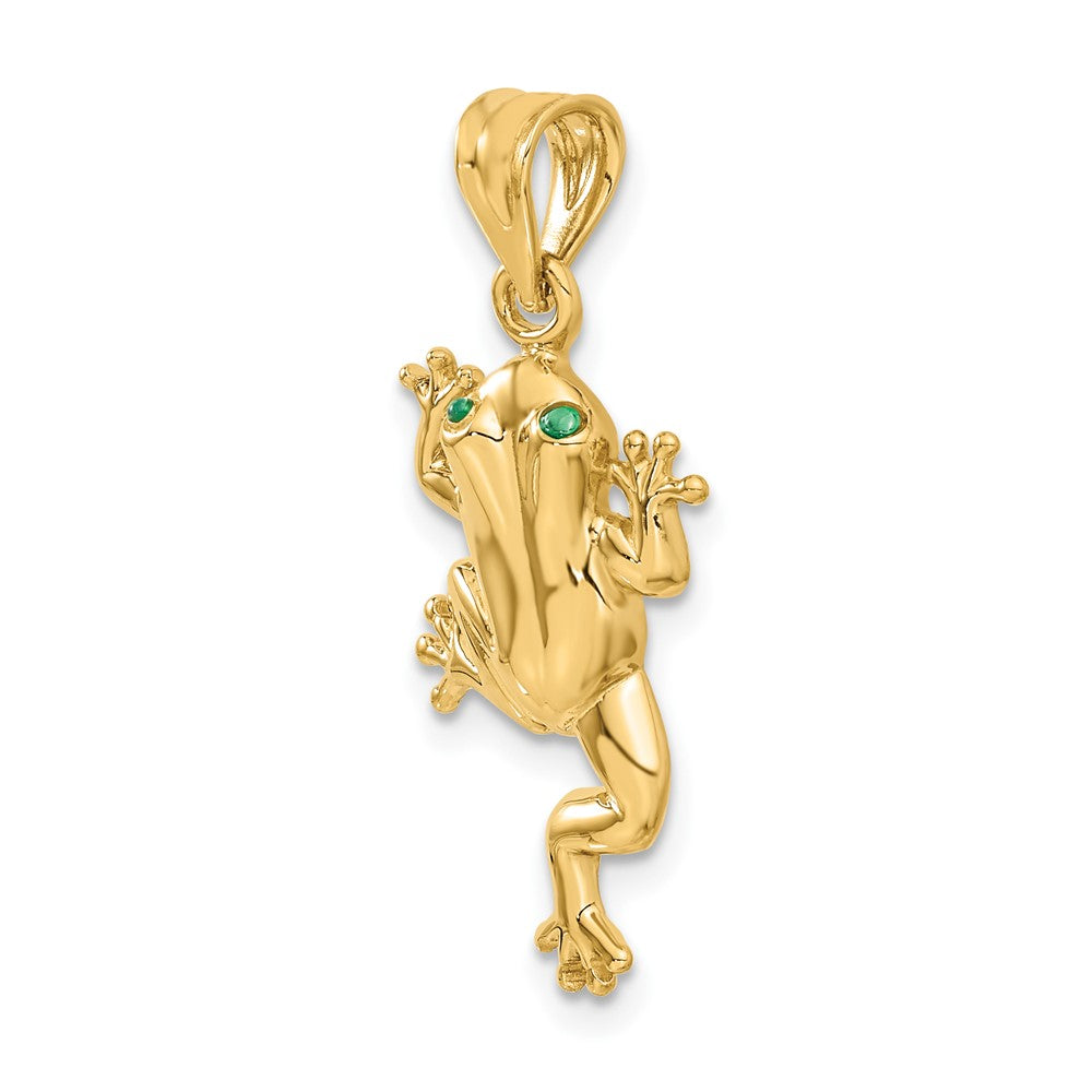 14K Gelbgold Frosch-Charm mit emaillierten Augen