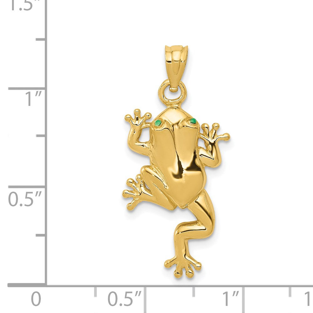 14K Gelbgold Frosch-Charm mit emaillierten Augen
