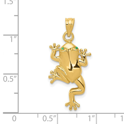 14K Gelbgold Frosch-Charm mit emaillierten Augen