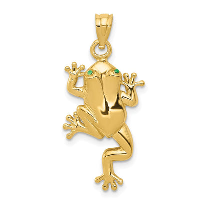 14K Gelbgold Frosch-Charm mit emaillierten Augen