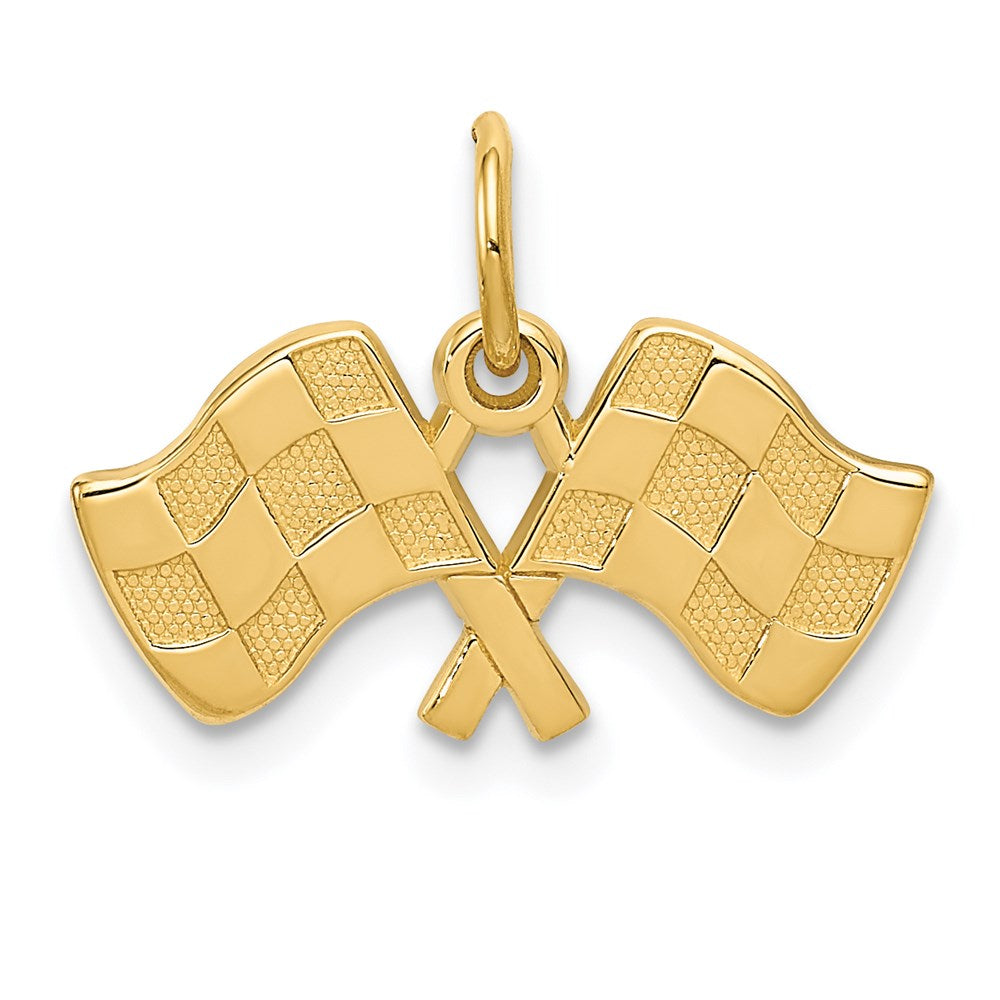14K Gelbgold Racing Flags Charm