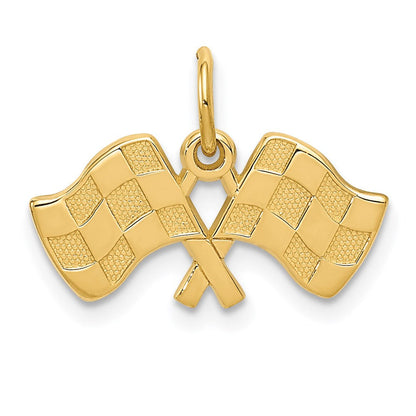 14K Gelbgold Racing Flags Charm