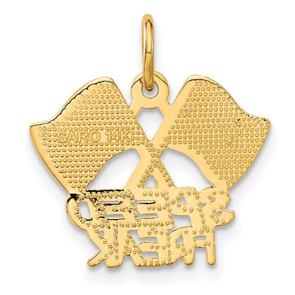 14K Gelbgold Charm „SPEED FREAK" mit Rennflaggen-Motiv