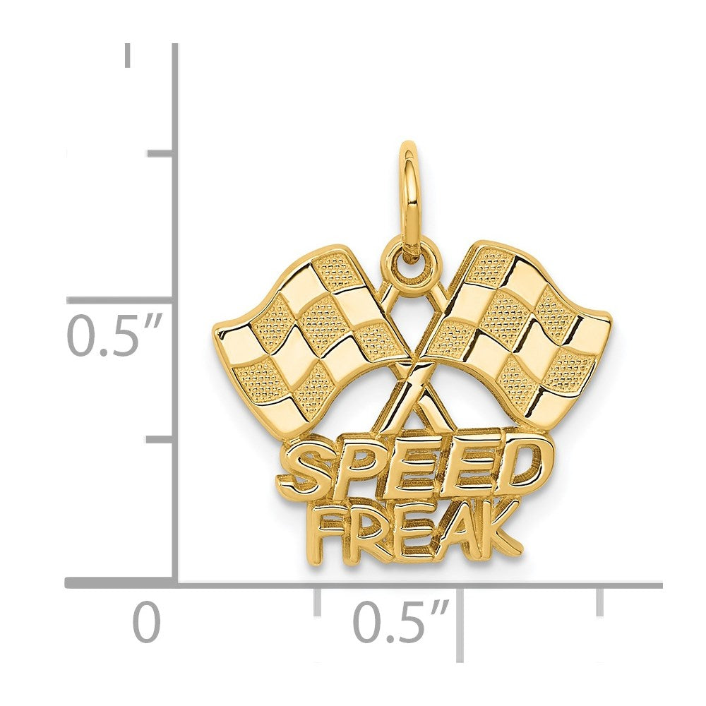 14K Gelbgold Charm „SPEED FREAK" mit Rennflaggen-Motiv