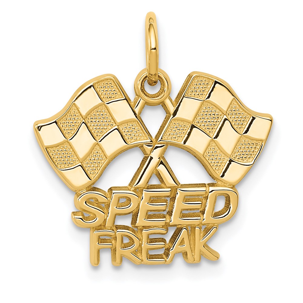 14K Gelbgold Charm „SPEED FREAK" mit Rennflaggen-Motiv