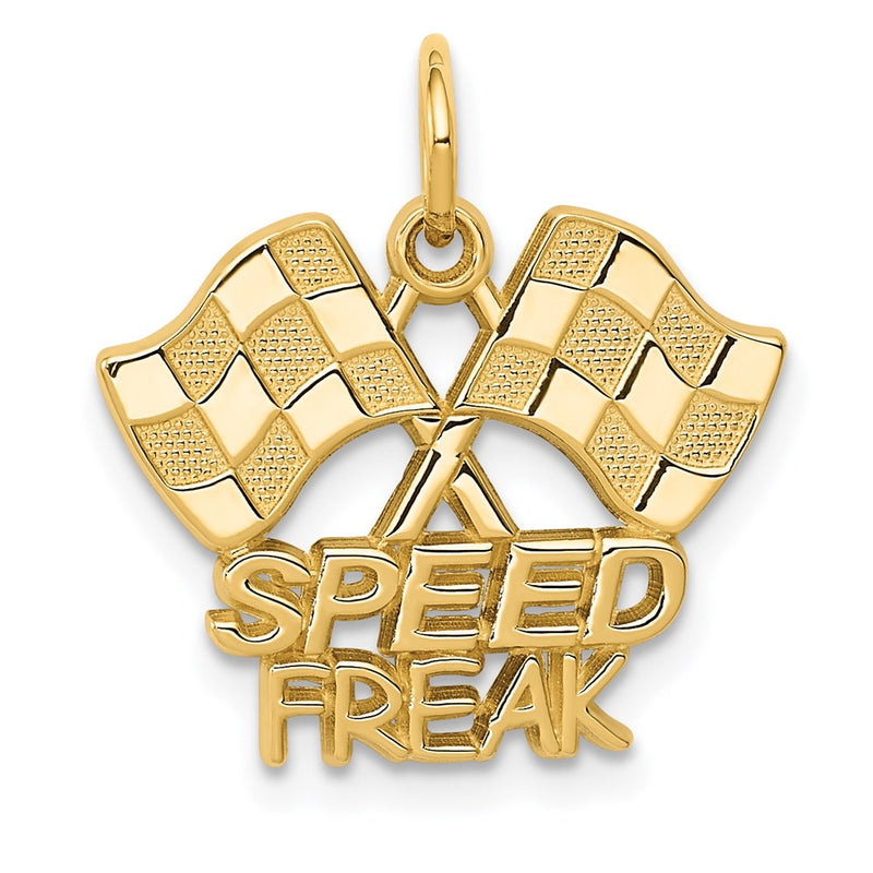 14K Gelbgold Charm „SPEED FREAK" mit Rennflaggen-Motiv