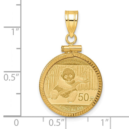 14K Gelbgold 1/10oz Mounted Panda Münze Diamantiert Screw Oberteil Münze Zargenfassung