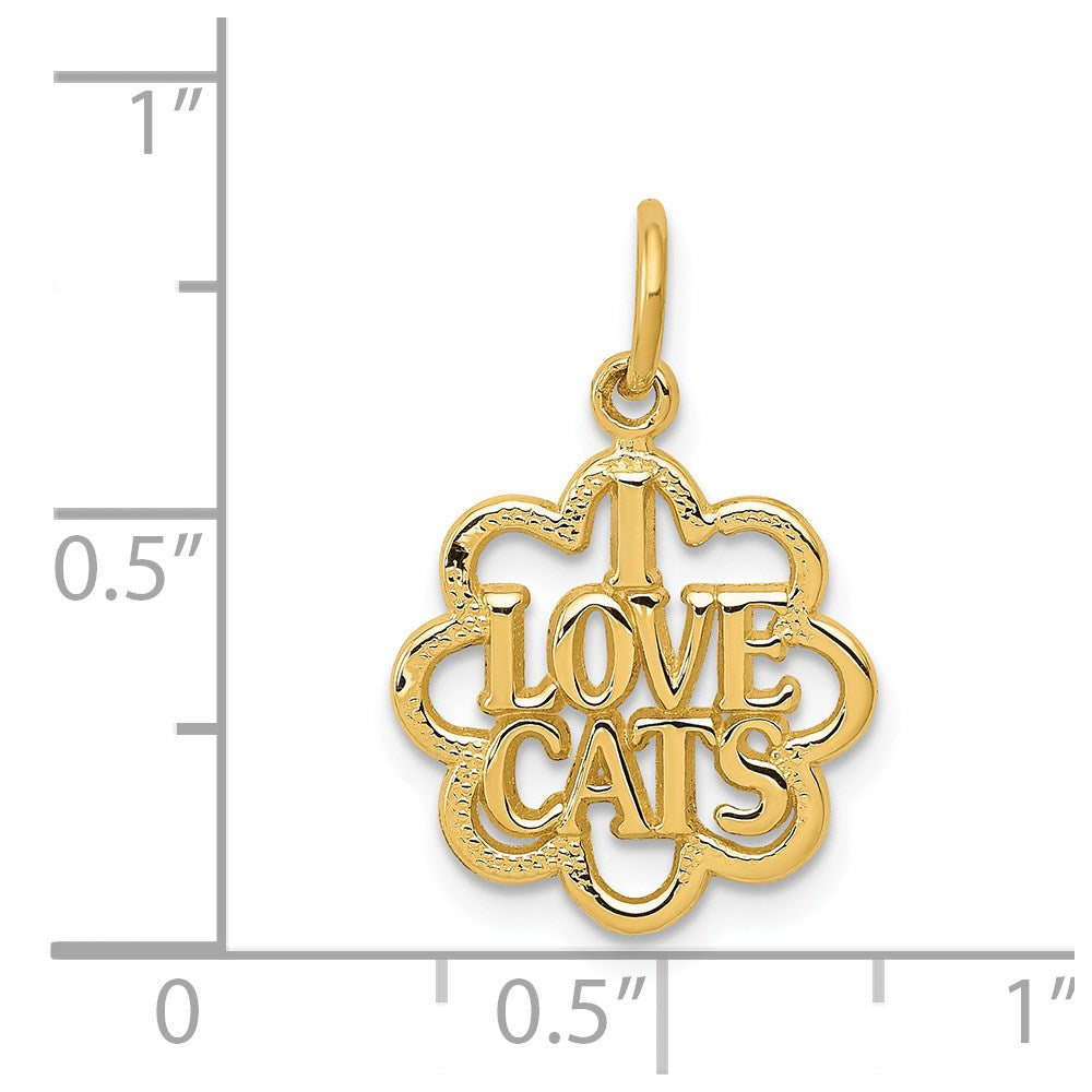 14K Gelbgold I Liebe Cats Charm