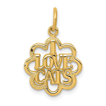 14K Gelbgold I Liebe Cats Charm