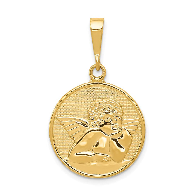 14K Gelbgold Polierter und Satinierter Engel-Anhänger