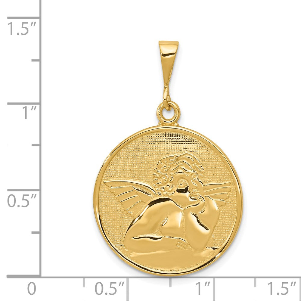 14K Gelbgold Engel-Anhänger, poliert und mattiert (satiniert)