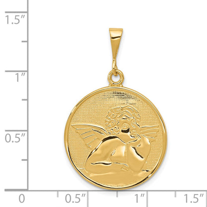 14K Gelbgold Engel-Anhänger, poliert und mattiert (satiniert)