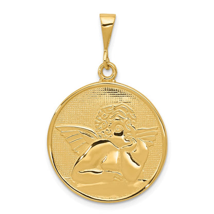 14K Gelbgold Engel-Anhänger, poliert und mattiert (satiniert)