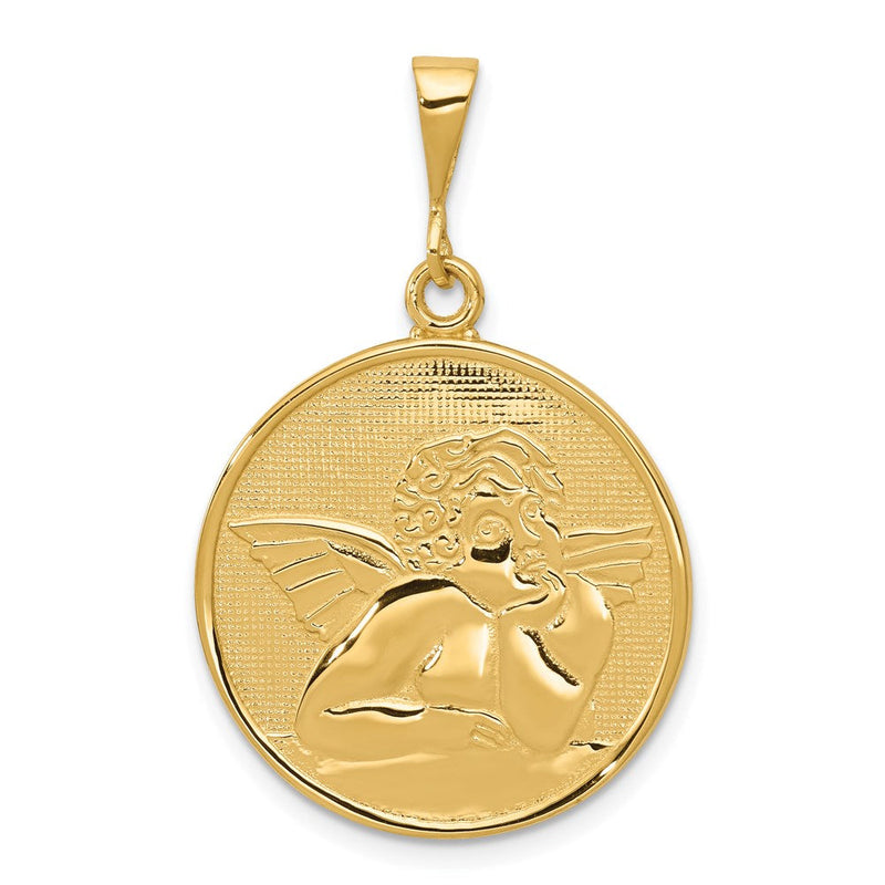 14K Gelbgold Engel-Anhänger, poliert und mattiert (satiniert)