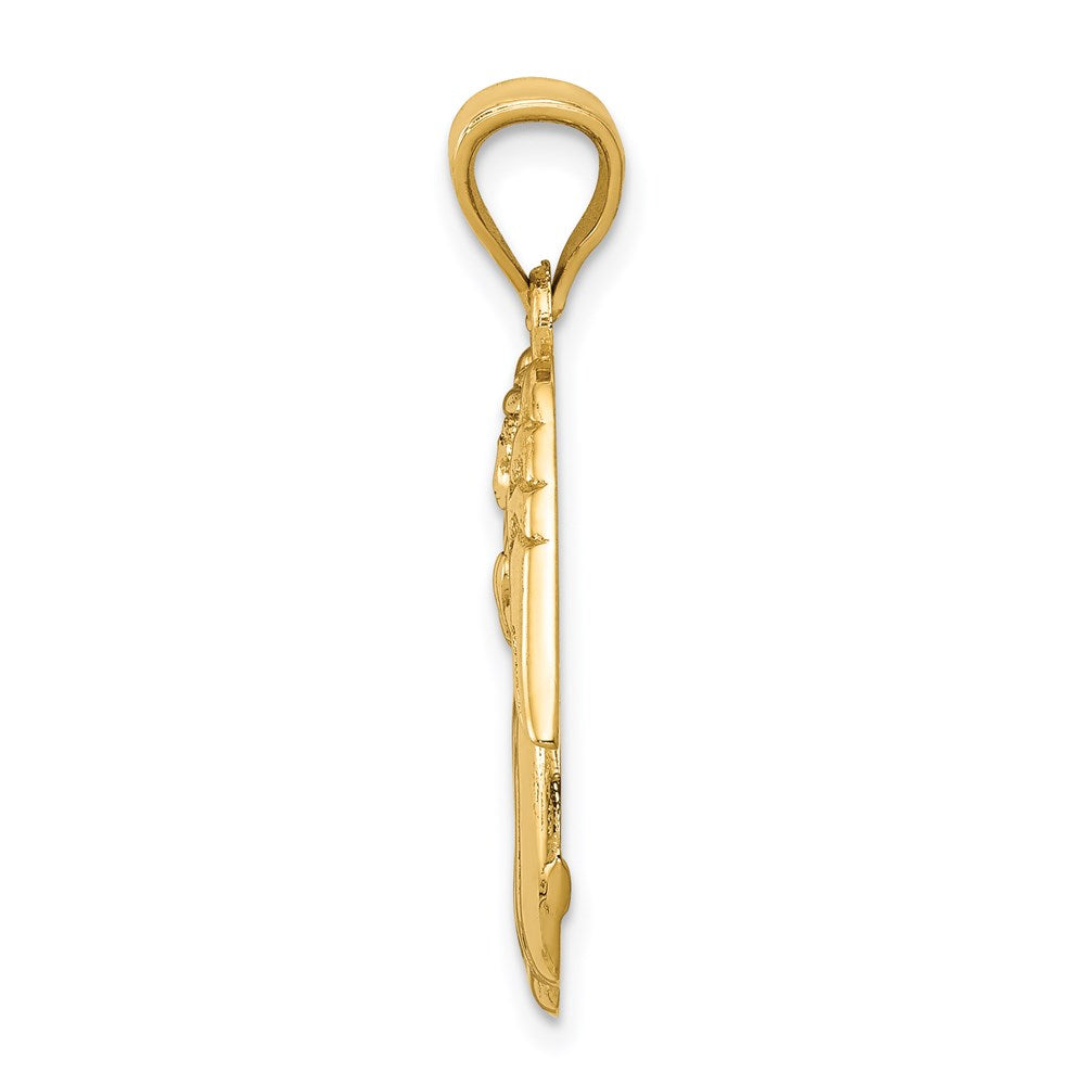 14K Gelbgold Polierter Engel-Charm