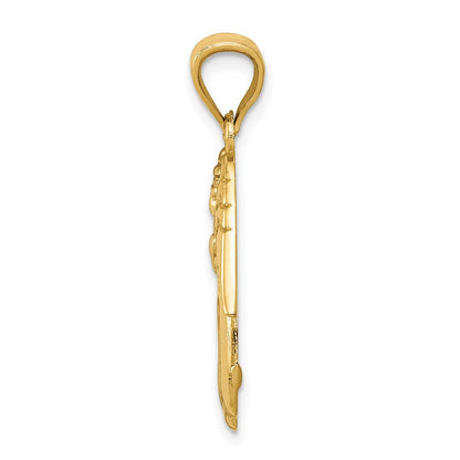 14K Gelbgold Polierter Engel-Charm
