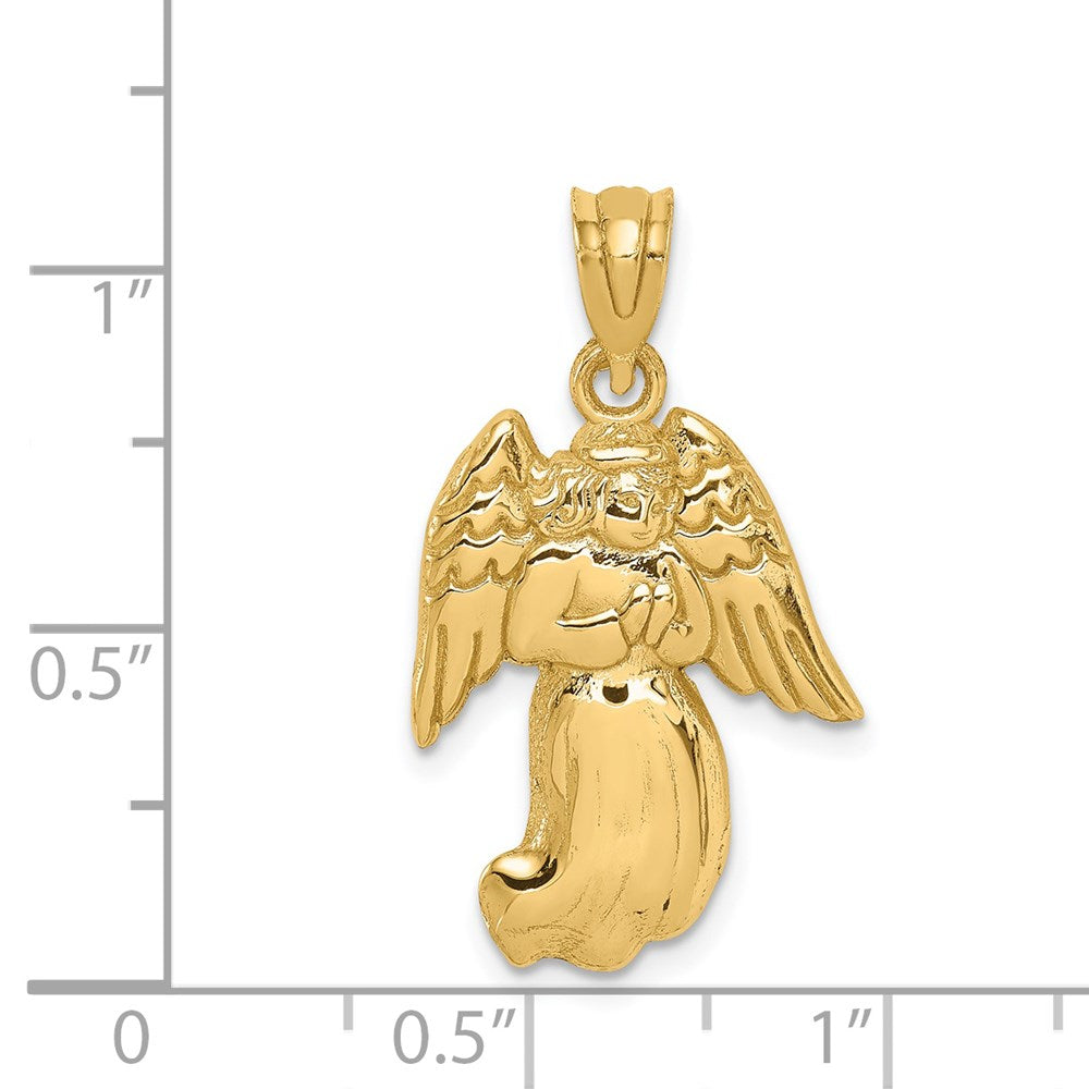 14K Gelbgold Polierter Engel-Charm