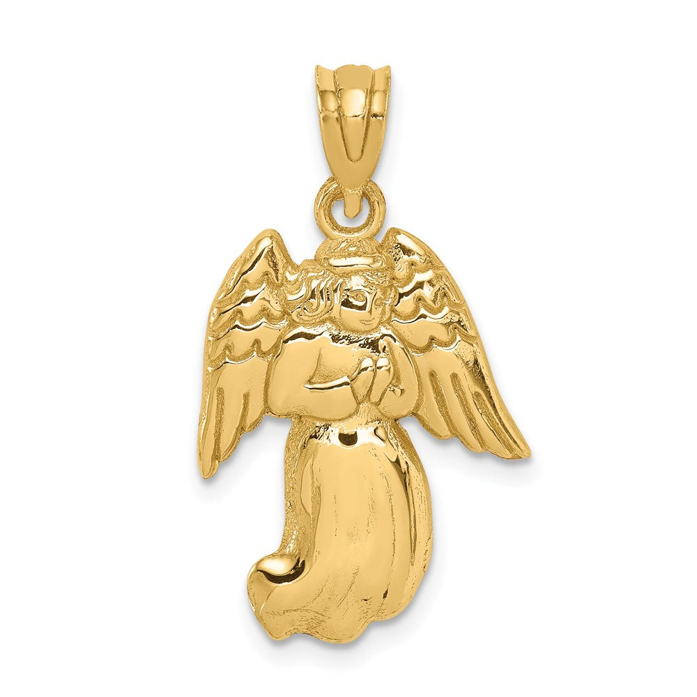 14K Gelbgold Polierter Engel-Charm