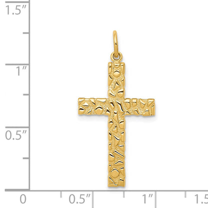 14K Gelbgold Kreuzanhänger im Nugget-Stil