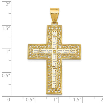 14K Gelbgold Kreuzanhänger mit Mäanderfiligran