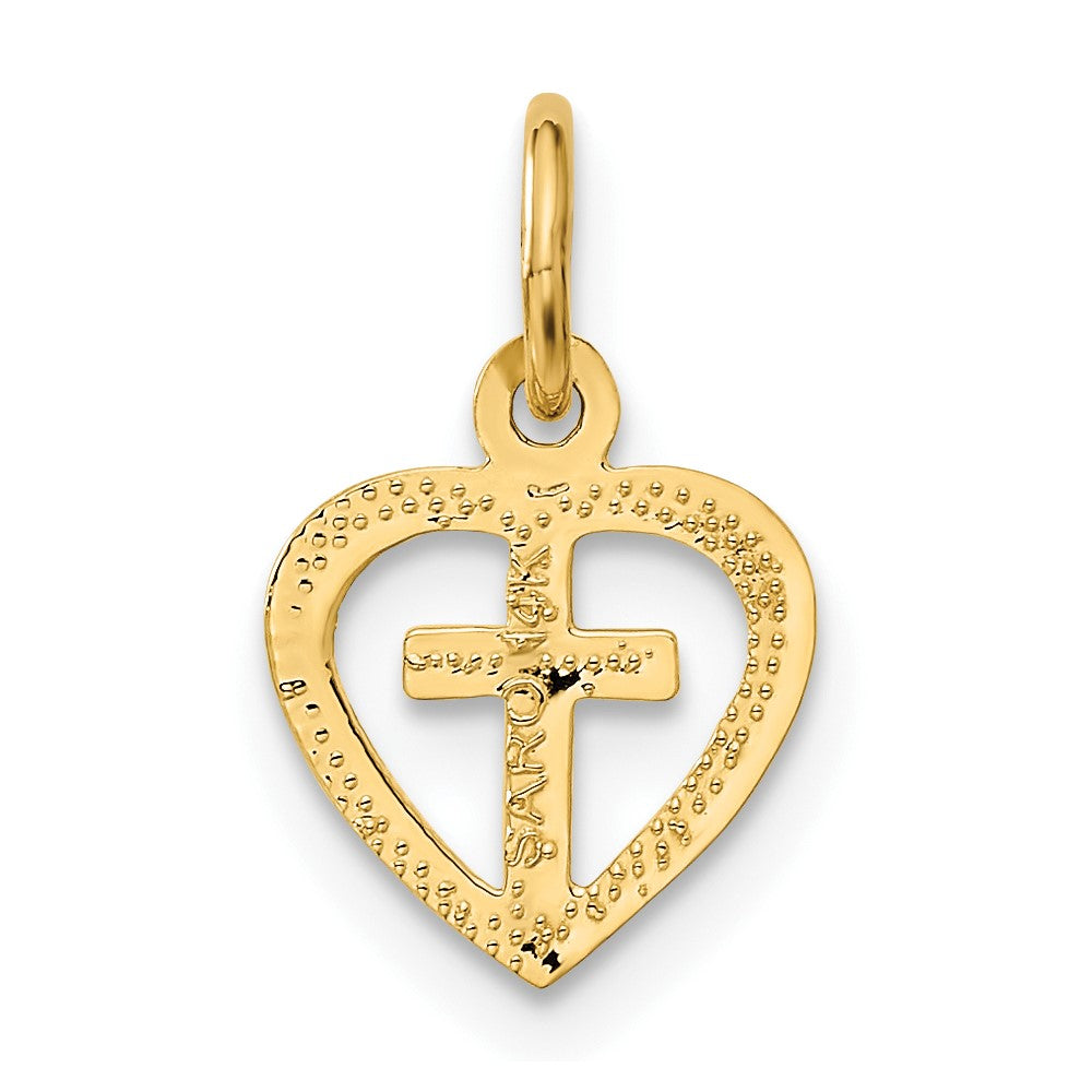 14K Gelbgold Kreuz in Herz Charm