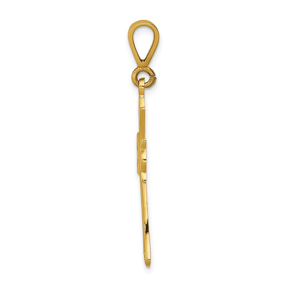 14K Gelbgold Fleur-de-Lis-Kreuzanhänger
