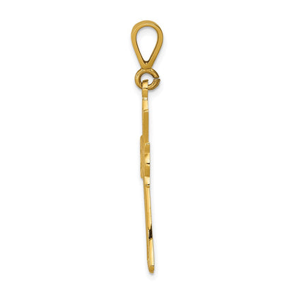 14K Gelbgold Fleur-de-Lis-Kreuzanhänger