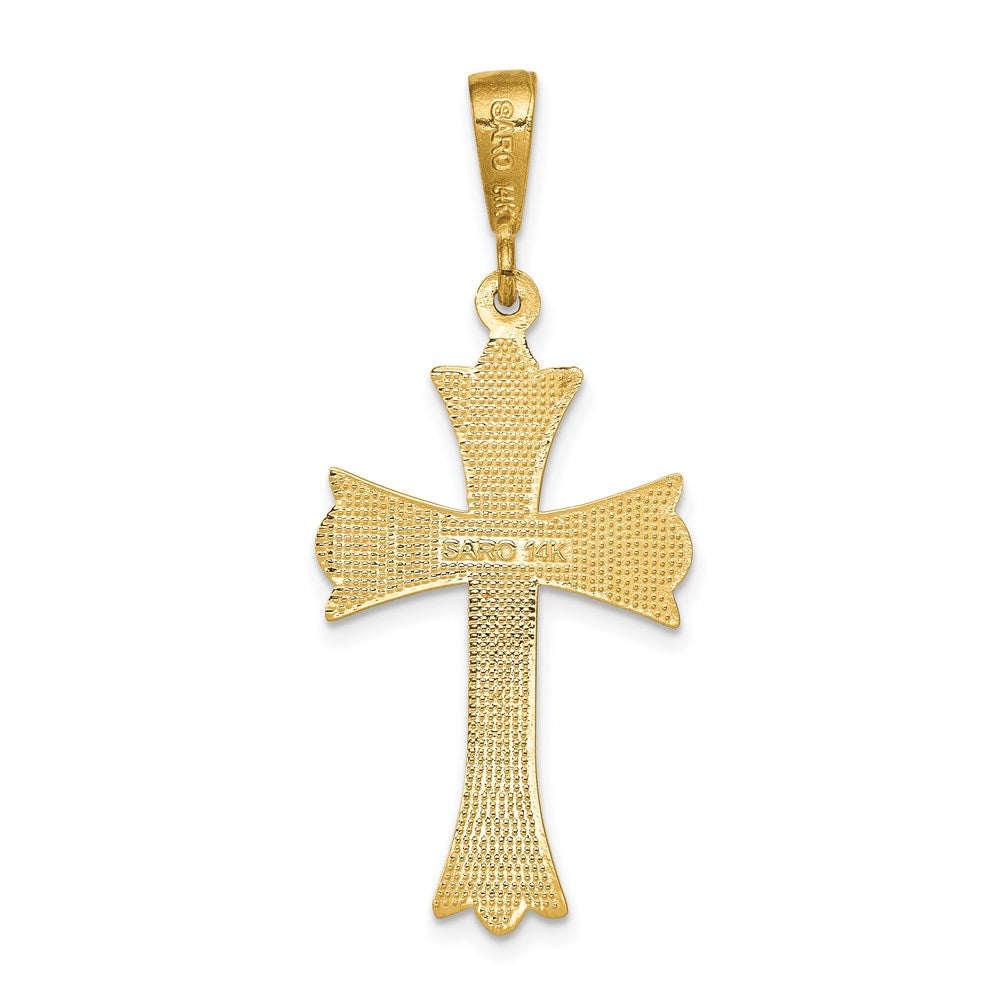 14K Gelbgold Fleur-de-Lis-Kreuzanhänger