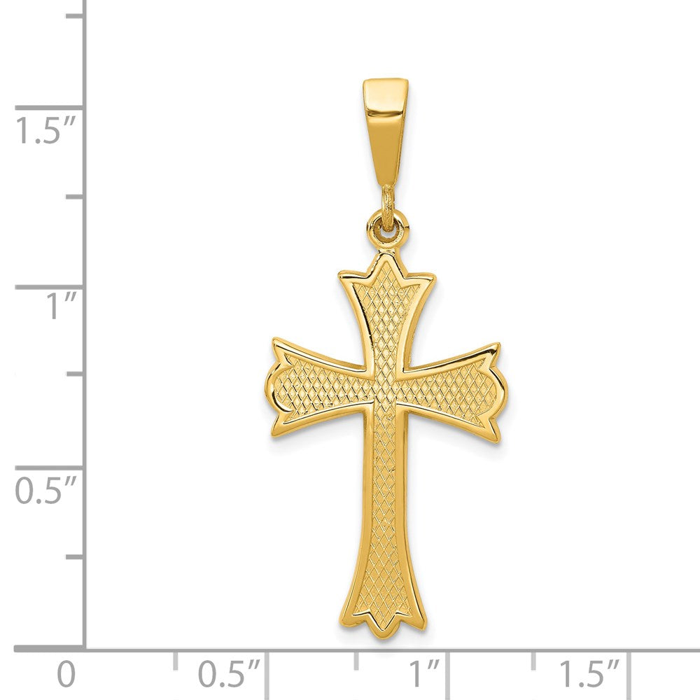 14K Gelbgold Fleur-de-Lis-Kreuzanhänger