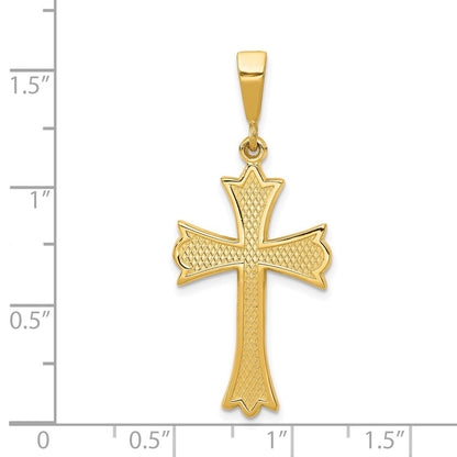 14K Gelbgold Fleur-de-Lis-Kreuzanhänger