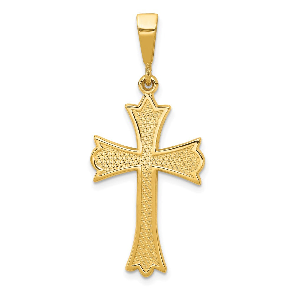 14K Gelbgold Fleur-de-Lis-Kreuzanhänger
