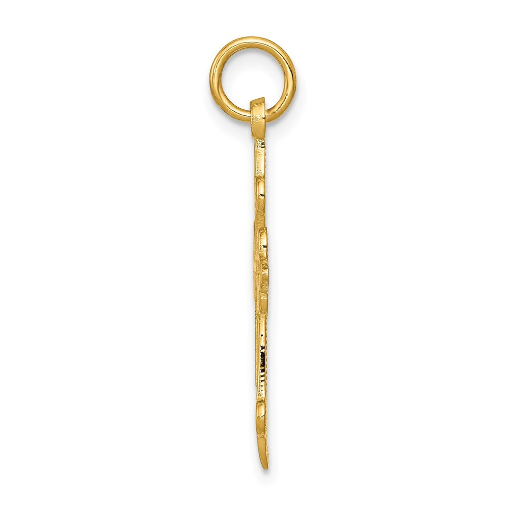 14K Gelbgold Fleur De Lis Kreuz Anhänger