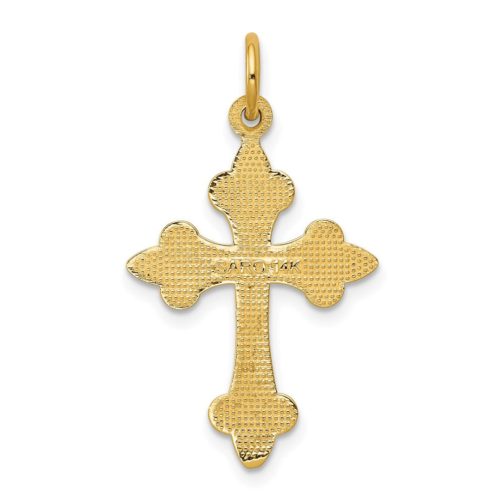 14K Gelbgold Fleur De Lis Kreuz Anhänger