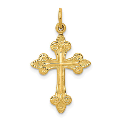 14K Gelbgold Fleur De Lis Kreuz Anhänger