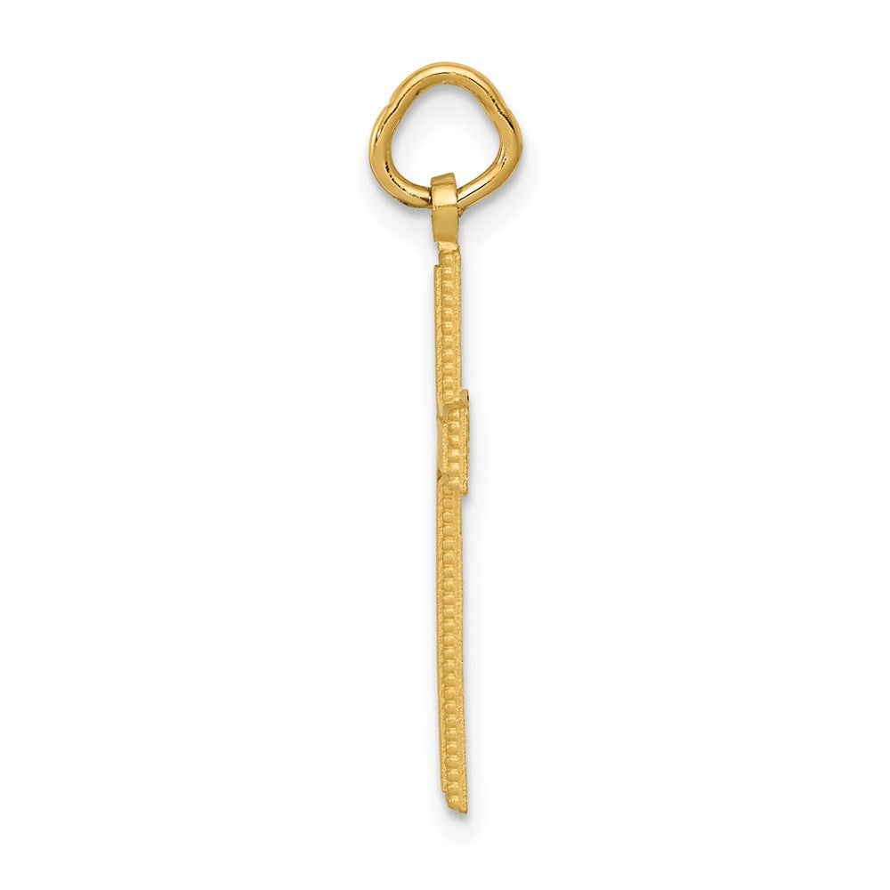14K Gelbgold Diamantiert Kreuz Anhänger