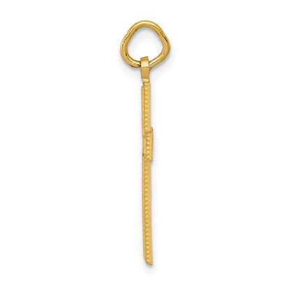 14K Gelbgold Diamantiert Kreuz Anhänger