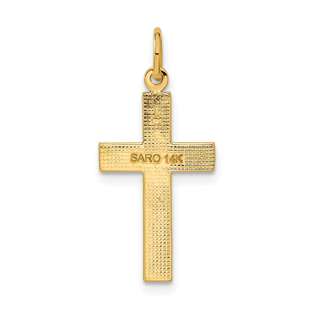 14K Gelbgold Diamantiert Kreuz Anhänger