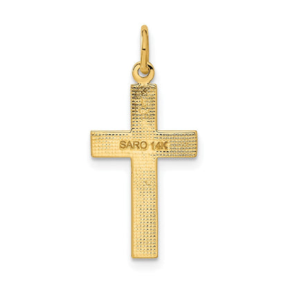 14K Gelbgold Diamantiert Kreuz Anhänger