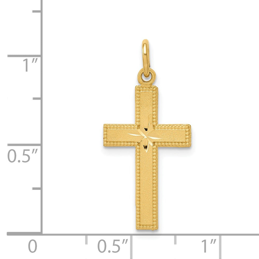 14K Gelbgold Diamantiert Kreuz Anhänger